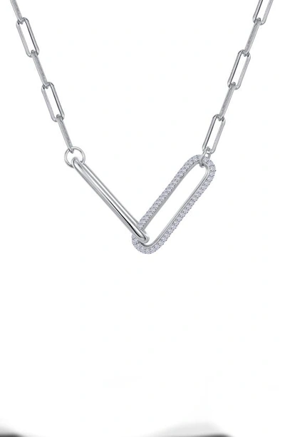 Lafonn Simulated Diamond Paperclip Necklace In Silver