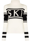 Perfect Moment Schild Intarsia Merino Wool Turtleneck Sweater In Neutral