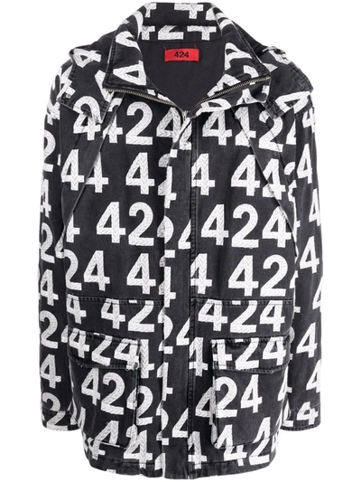 424 All-over Logo Print Jacket In Black