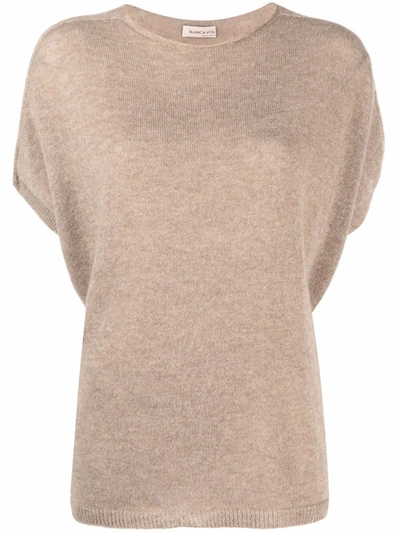 Blanca Vita Fine-knit T-shirt In Brown