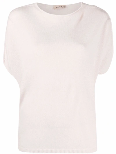 Blanca Vita Fine-knit T-shirt In Neutrals