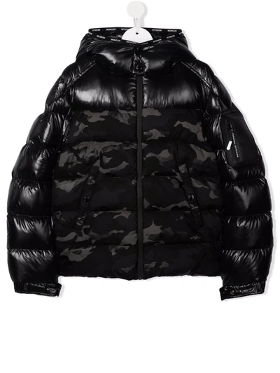 Moncler Kids' Hooded Padded Coat In Black