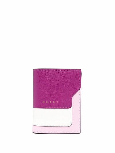 Marni Logo Colour-block Wallet In Pink