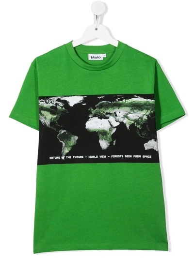 Molo Kids' Nature Is The Future T-shirt In Green