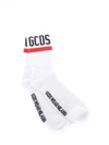 Gcds Ribbed-knit Logo Embroidered Socks In Bianco