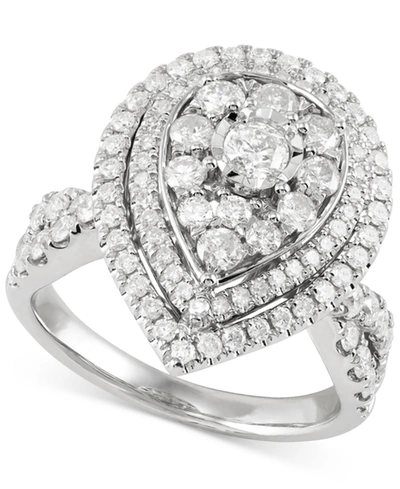 Macy's Diamond Teardrop Halo Cluster Engagement Ring (2 Ct. T.w.) In 14k White Gold