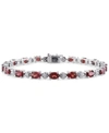 Macy's Garnet (9-7/8 Ct. T.w.) & Diamond Accent Link Bracelet In Sterling Silver (also In Peridot) In Garnet