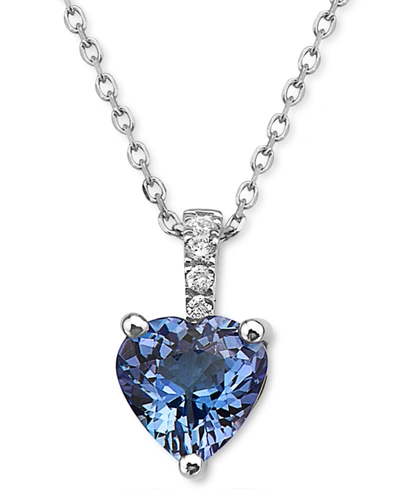 Effy Collection Effy Tanzanite (5/8 Ct. T.w.) & Diamond Accent Heart 18" Pendant Necklace In Sterling Silver