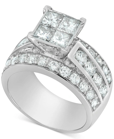 Macy's Diamond Princess Cluster Channel-set Engagement Ring (3 Ct. T.w.) In 14k White Gold