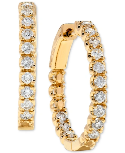 Macy's Diamond In & Out Hoop Earrings (1 Ct. T.w.) In 14k White Or Yellow Gold