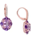 Macy's Amethyst (1-1/3 Ct. T.w.) & White Topaz (1/6 Ct. T.w.) Cluster Leverback Drop Earrings In Amethyst