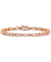 Macy's Simulated Morganite (9 Ct. T.w.) & Diamond Accent Link Bracelet In 18k Rose Gold-plated Sterling Sil In Morganite