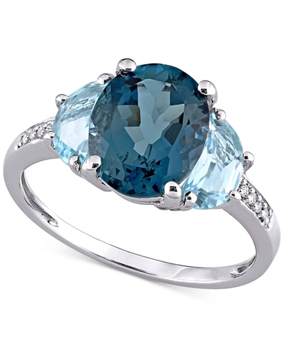 Macy's Blue Topaz (4-1/2 Ct. T.w.) & Diamond Accent Statement Ring In Sterling Silver