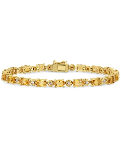 Macy's Citrine (8-1/10 Ct. T.w.) & Diamond Accent Link Bracelet In 18k Gold-plated Sterling Silver