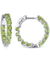 Macy's Peridot (3-3/4 Ct. T.w.) & White Topaz (1/4 Ct. T.w.) Small Hoop Earrings In 18k Rose Gold-plated St In Peridot