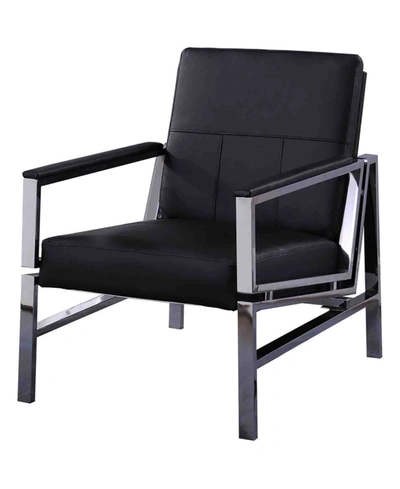 Best Master Furniture Fifth Avenue Faux Leather And Stainless Steel Accent Chair In Black