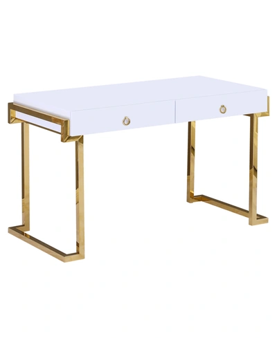 Best Master Furniture Juneau Lacquer Modern Computer Desk In Gold-tone