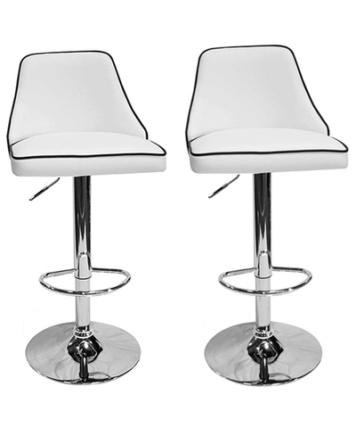 Best Master Furniture Aaron Presley Faux Leather Adjustable Swivel Bar Stools, Set Of 2 In White