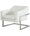 Best Master Furniture Irwin Modern Living Room Chrome Faux Leather Accent Chair In White