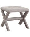 BEST MASTER FURNITURE LINCOLN LINEN BLEND ACCENT BENCH WITH CHAMPAGNE NAIL HEADS