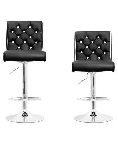 Best Master Furniture Kimberly Modern Swivel Bar Stool With Crystals, Set Of 2 In Black
