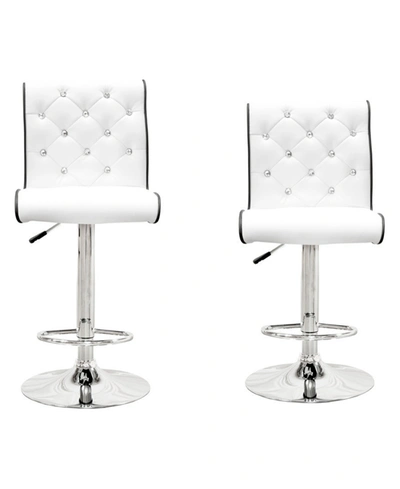 Best Master Furniture Kimberly Modern Swivel Bar Stool With Crystals, Set Of 2 In White