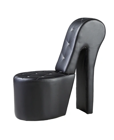 Best Master Furniture Jenna High Heel Faux Leather Crystal Studs Shoe Chair In Black