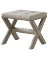 BEST MASTER FURNITURE LINCOLN LINEN BLEND ACCENT BENCH WITH CHAMPAGNE NAIL HEADS