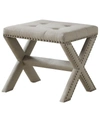 Best Master Furniture Lincoln Linen Blend Accent Bench With Champagne Nail Heads In Natural