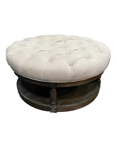 Best Master Furniture Samuel Tufted Upholstered Round Ottoman In Beige
