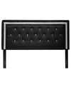 Best Master Furniture Maria Faux Leather Upholstered Headboard Tufted Crystals Rhinestone, Full/queen In Black