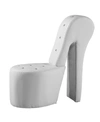 Best Master Furniture Jenna High Heel Faux Leather Crystal Studs Shoe Chair In White