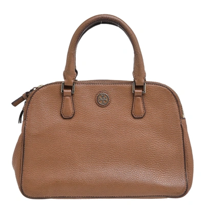 Pre-owned Tory Burch Brown Leather Robinson Double Zip Dome Satchel