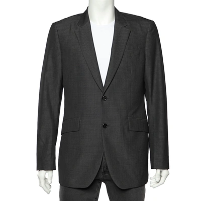 Pre-owned Burberry Charcoal Grey Striped Wool Button Front Blazer Xl