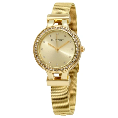 Ellen Tracy Quartz Crystal Champagne Dial Ladies Watch Et5180gd In Champagne / Gold Tone