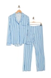 Nordstrom Rack Tranquility Long Sleeve Shirt & Pants 2-piece Pajama Set In Blue Dream Awning Stripe