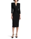 Giorgio Armani Structured-shoulders V-neck Dress In Black