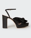 Loeffler Randall Natalia Pleated Bow Platform Sandals In Black Black