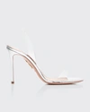 Aquazzura So Nude 105 Pvc Slingback Sandals In Silver