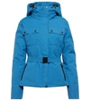 Erin Snow + Net Sustain Diana Hooded Belted Recycled Ski Jacket In White,blue