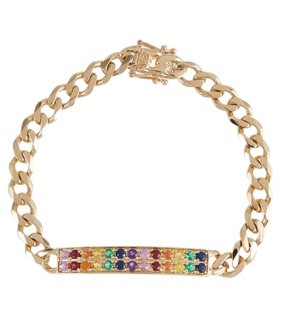 Sydney Evan Id Bar 14kt Gold Chain Bracelet With Diamonds In Yellow Gold/multi