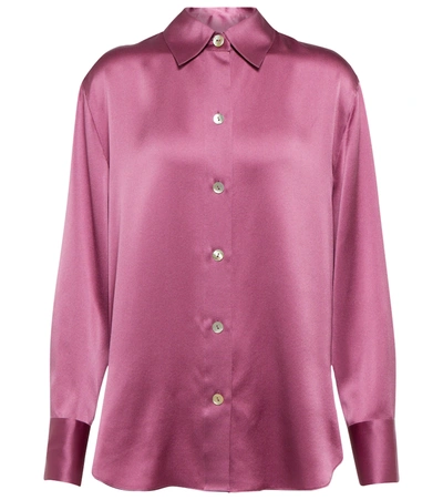 Vince Relaxed Long-sleeve Silk Blouse In Camellia-691cam