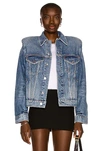Grlfrnd Frankie Denim Jacket W/ Shoulder Pads In Madison Avenue