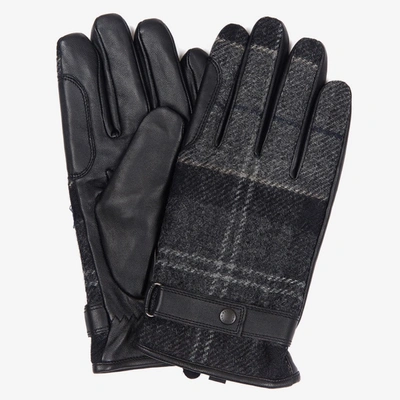 Barbour Black Leather And Wool Gloves