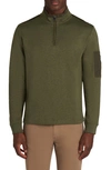 Bugatchi Cotton Blend Quarter Zip Sweater In Khaki