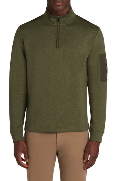 Bugatchi Cotton Blend Quarter Zip Sweater In Khaki