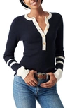 Faherty Mikki Organic Cotton & Cashmere Henley Top In Coastal Colorblock