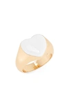 Panacea Enamel Heart Ring In White