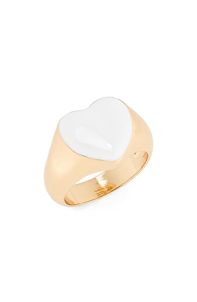 Panacea Enamel Heart Ring In White