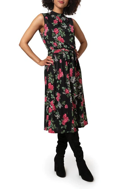 Leota Mindy Printed Sleeveless Midi Dress In Rrbk - Ruby Rose